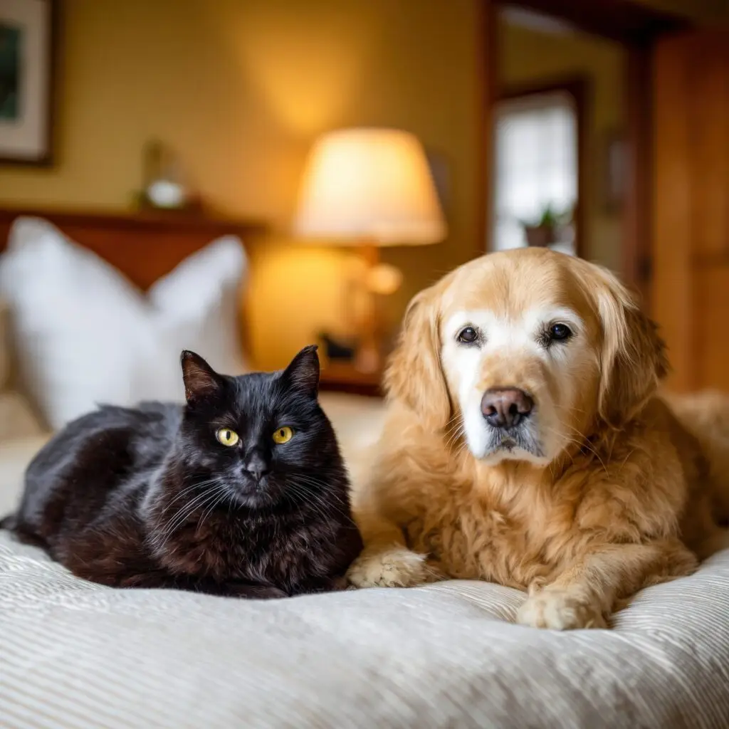 Dogs relaxing at home with in-home pet sitting care